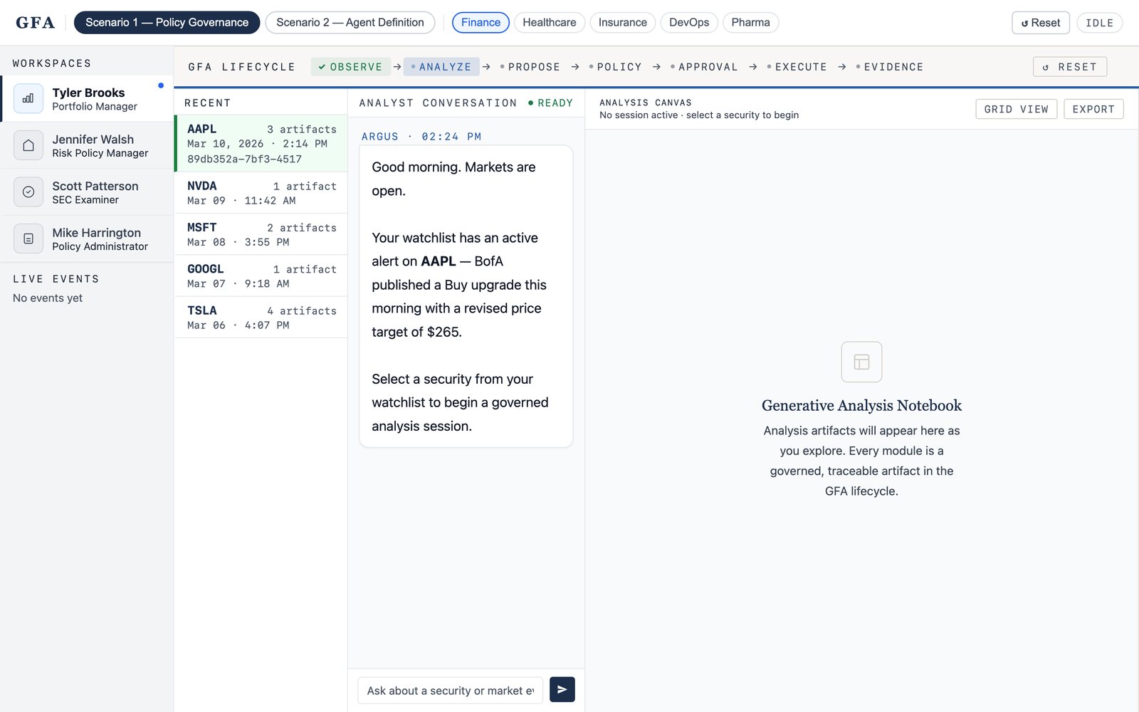 ArtifactIQ governance workspace